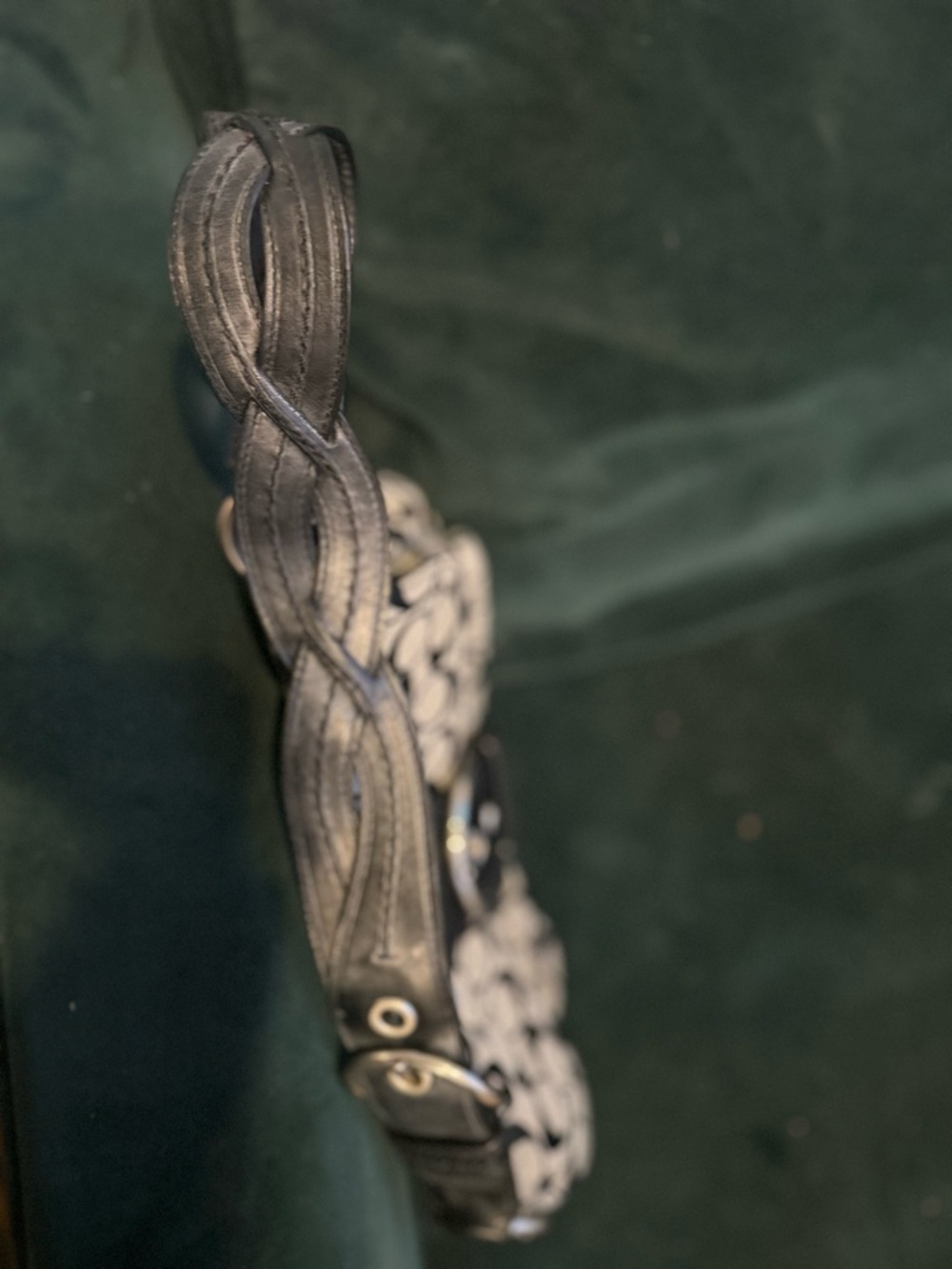 Coach Black and Gray Signature Buckle Shoulder Bag - Picture 5 of 5